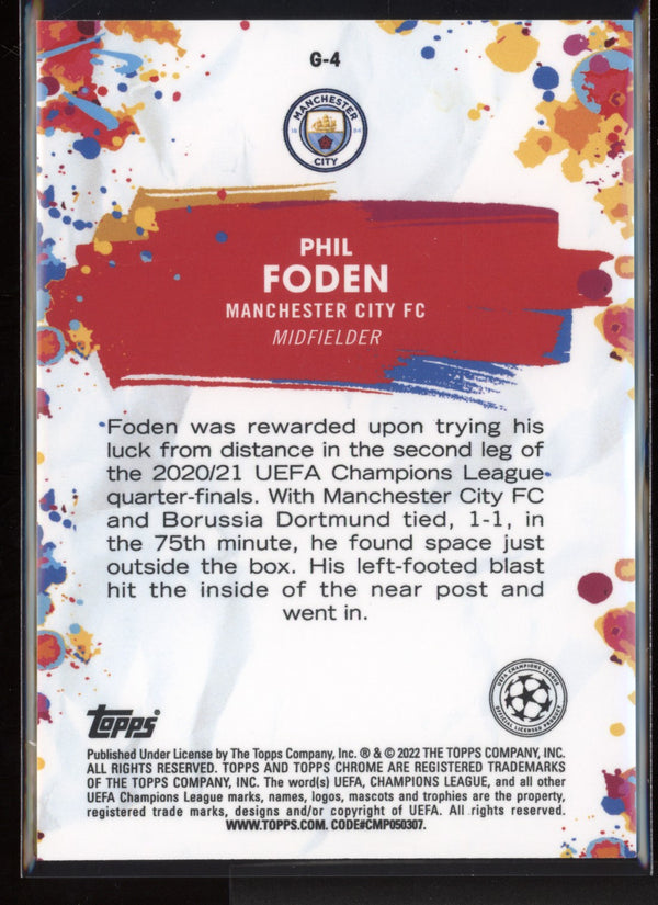 Phil Foden 2021/22 Topps Chrome UCL Golazo