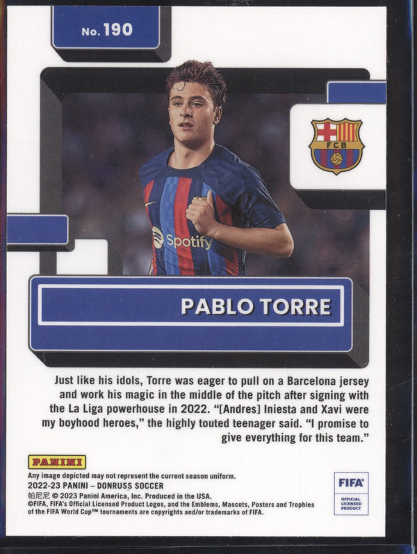 Pablo Torre 2022-23 Panini Donruss Soccer 190 Optic Rated Rookie RC