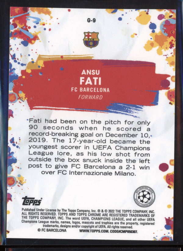 Ansu Fati 2021/22 Topps Chrome UCL Golazo