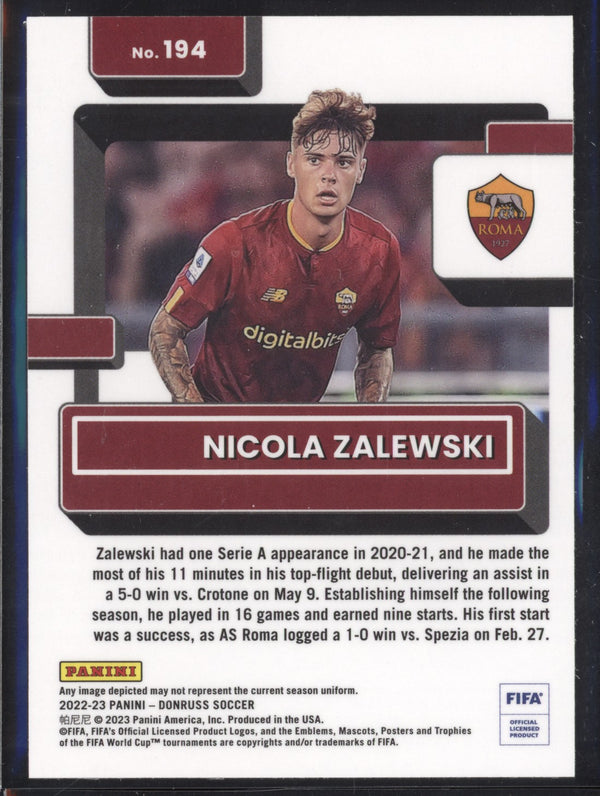 Nicola Zalewski 2022-23 Panini Donruss Soccer 194 Optic Rated Rookie RC