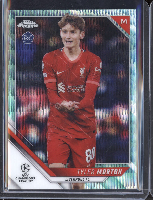 Tyler Morton 2021/22 Topps Chrome UEFA Champions League Aqua Wave RC 141/199