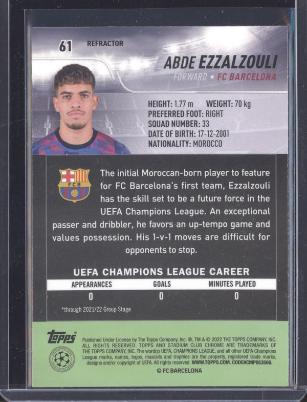 Abde Ezzalzouli 2021-22 Topps Stadium Club Chrome UCL 61 Refractor