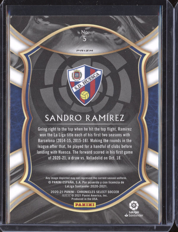 Sandro Ramirez 2020-21 Panini Chronicles Soccer 5 Select Purple Mojo