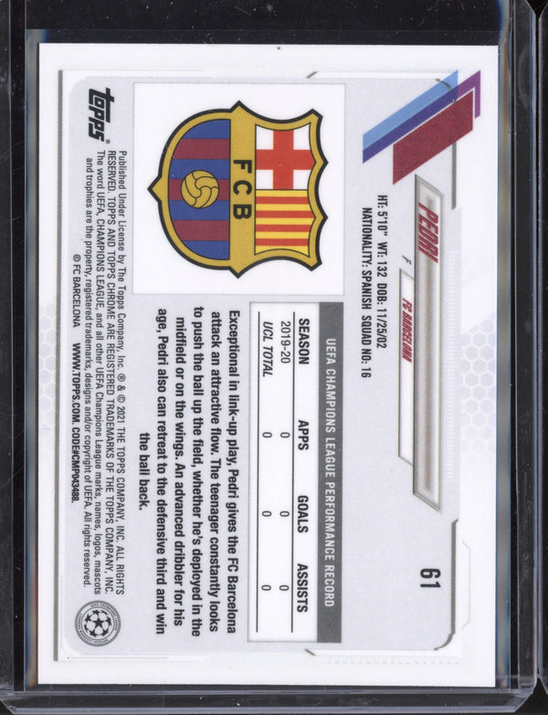 Pedri 2021 Topps Chrome UEFA Champions League