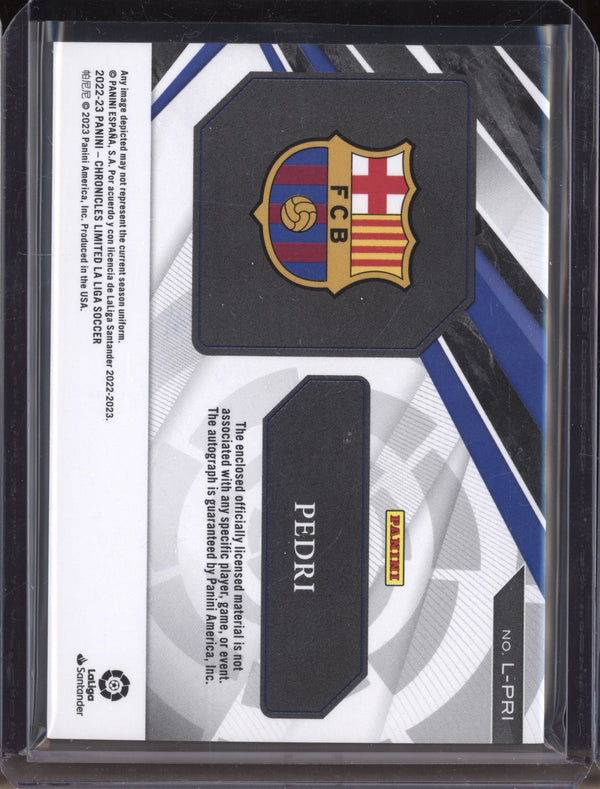 Pedri 2022-23 Panini Chronicles Soccer L-PRI Limited Jersey Auto 27/44