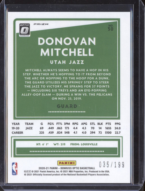 Donovan Mitchell 2020-21 Panini Donruss Optic 30 Orange 35/199