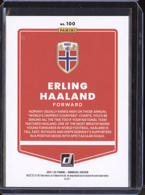 Erling Haaland 2021-22 Panini Donruss Road to Qatar 100 Holo Orange Laser