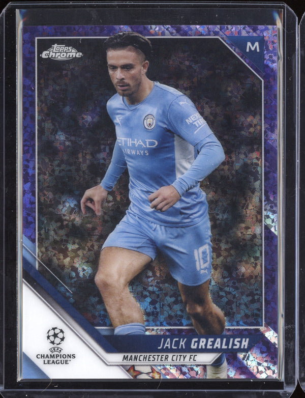 Jack Grealish 2021/22 Topps Chrome UEFA CL Purple Mini-Diamond 186/250