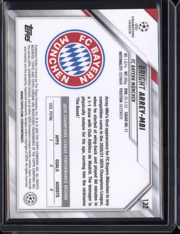 Bright Arrey-Mbi 2021/22 Topps Chrome UEFA Champions League Sparkle RC