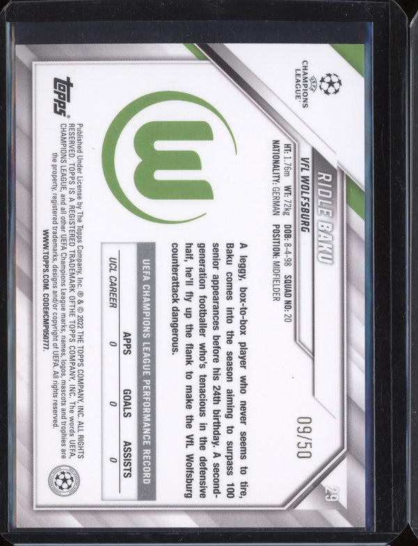 Ridle Baku 2021-22 Topps UEFA CL Gold Starball RC 09/50