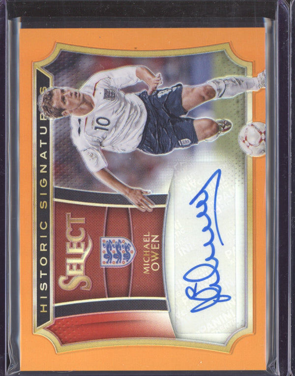 Michael Owen 2015-16 Panini Select Soccer HS-MO Historic Signatures Orange 147/149