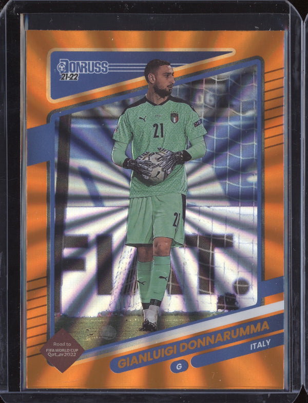 Gianluigi Donnaruma 2021-22 Panini Donruss Road to Qatar 77 Holo Orange Laser