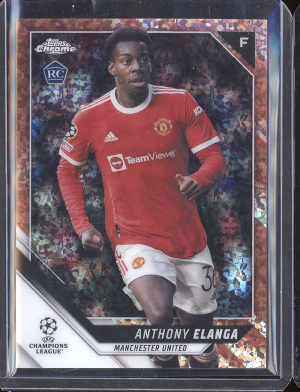 Anthony Elanga 2021-22 Topps Chrome UEFA CL Rose Gold Mini-Diamond RC 100/125