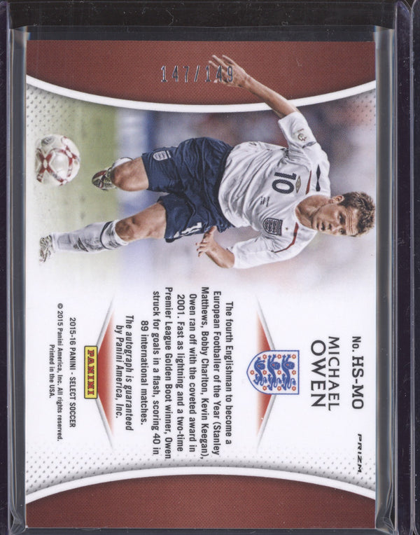 Michael Owen 2015-16 Panini Select Soccer HS-MO Historic Signatures Orange 147/149