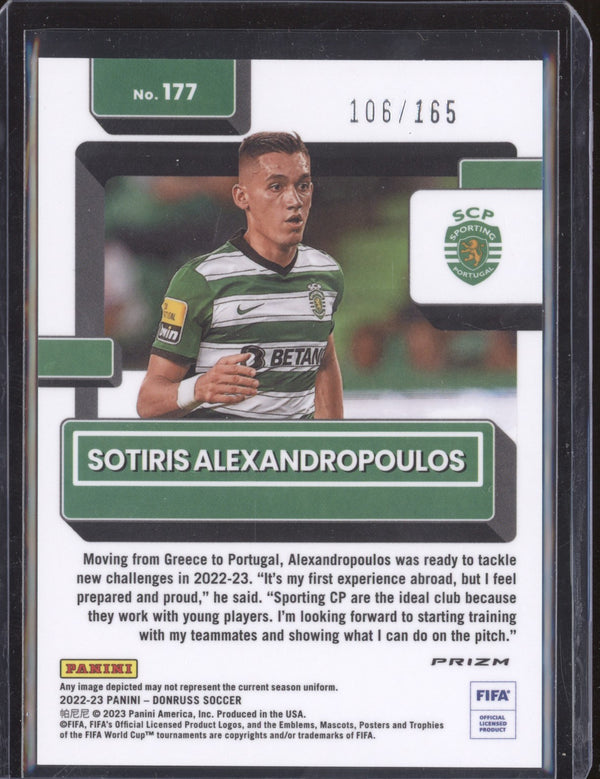 Sotiris Alexandropoulos 2022-23 Panini Donruss Soccer 177 Optic Rated Rookie Red RC 106/165