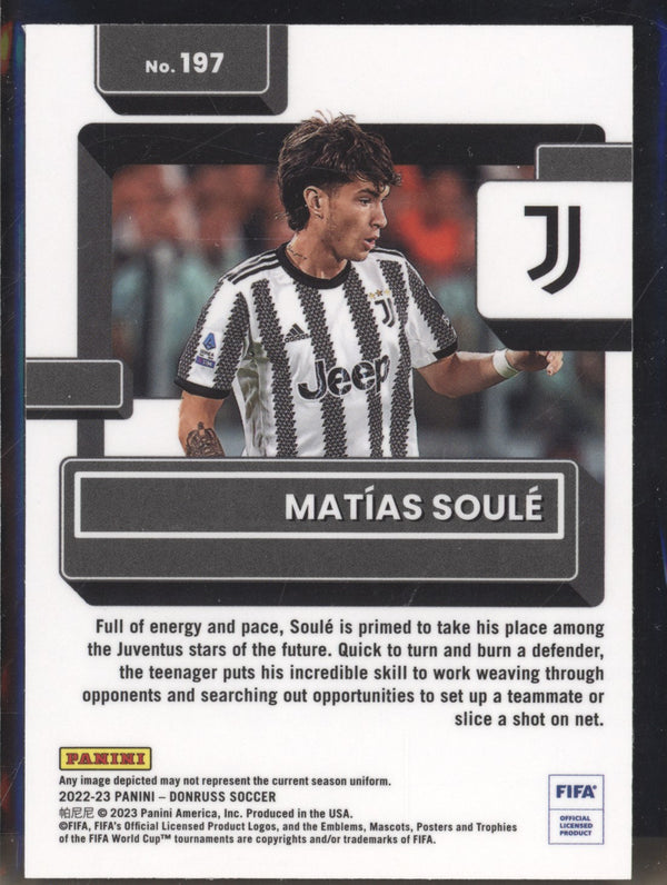 Matias Soule 2022-23 Panini Donruss Soccer 197 Optic Rated Rookie RC