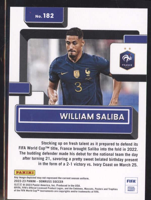 William Saliba 2022-23 Panini Donruss Soccer 182 Rated Rookie RC