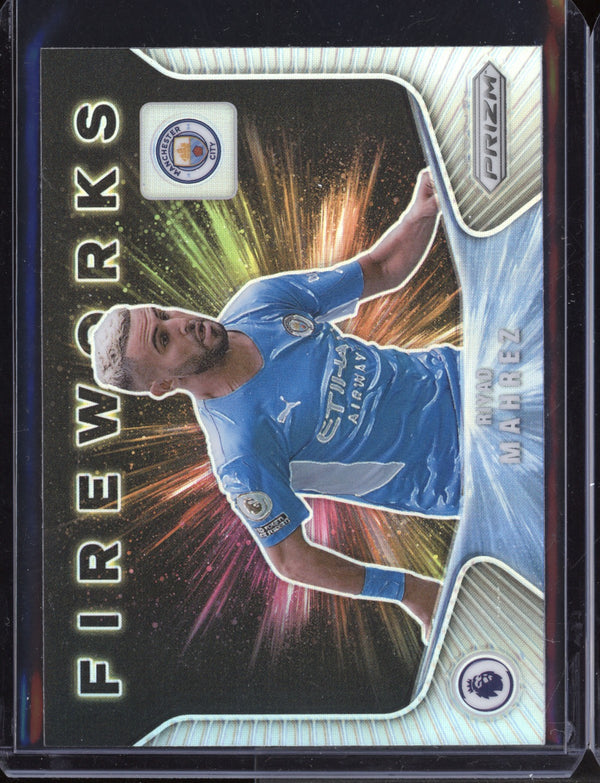 Riyad Mahrez 2021-22 Panini Prizm Premier League Fireworks Silver