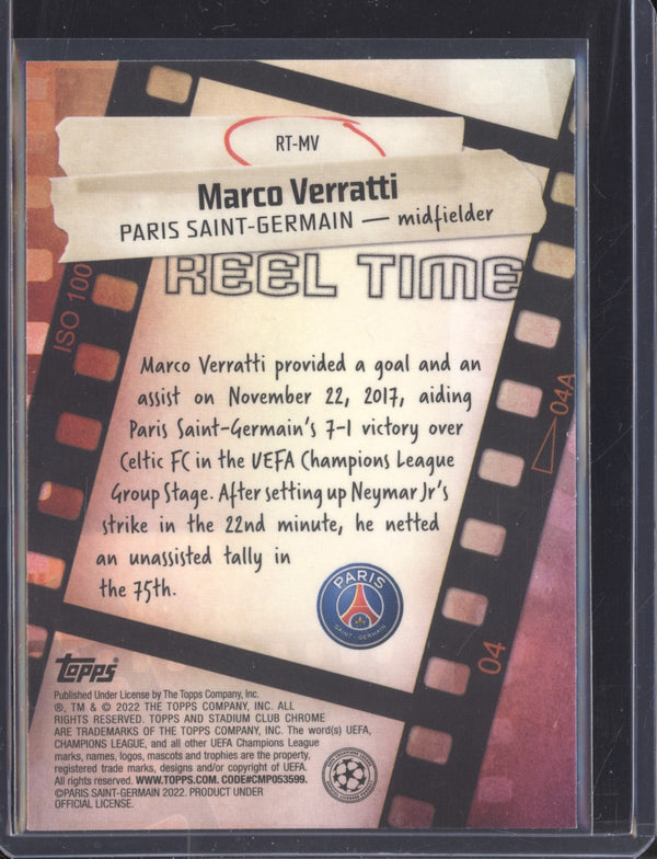 Marco Verratti 2021-22 Topps Stadium Club Chrome UCL RT-MV Reel Time