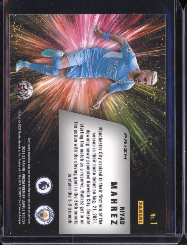 Riyad Mahrez 2021-22 Panini Prizm Premier League Fireworks Silver