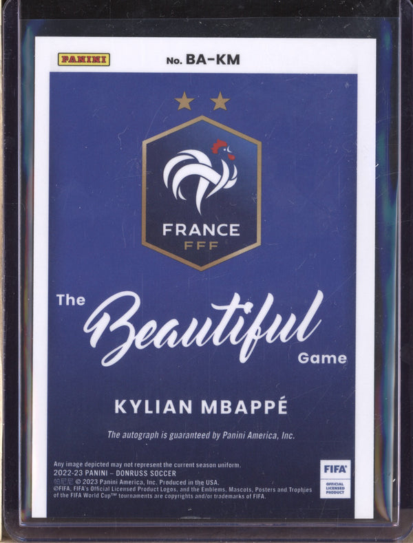 Kylian Mbappe 2022-23 Panini Donruss Soccer BA-KM The Beautiful Game Auto