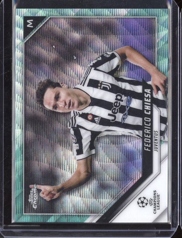 Federico Chiesa 2021/22 Topps Chrome UEFA CL Aqua Wave 95/199