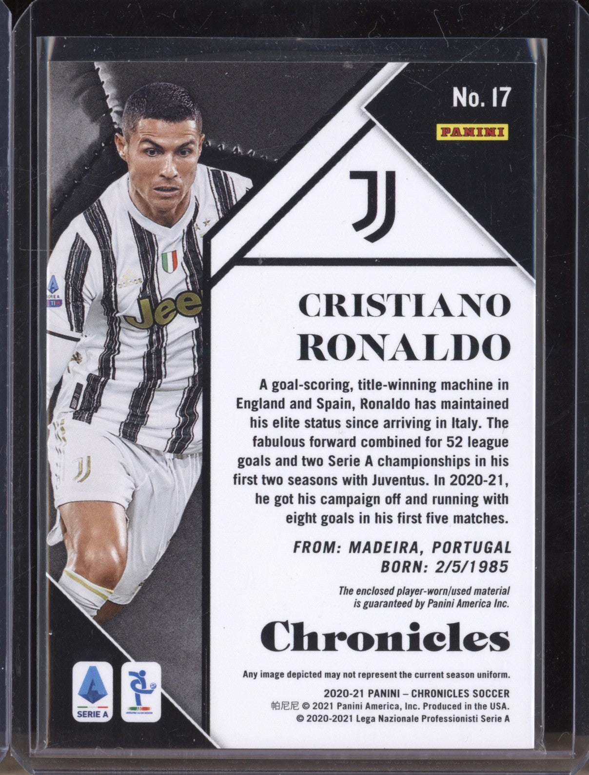 Cristiano Ronaldo 2020-21 Panini Chronicles Soccer 17 Jersey