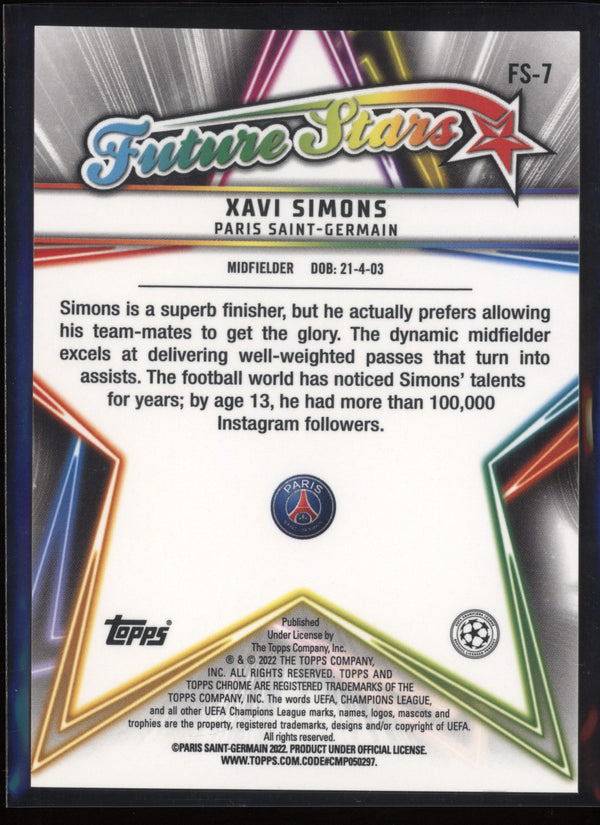 Xavi Simons 2021/22 Topps Chrome UCL Future Stars