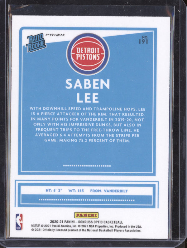 Saben Lee 2020-21 Panini Donruss Optic 191 Fast Break Holo