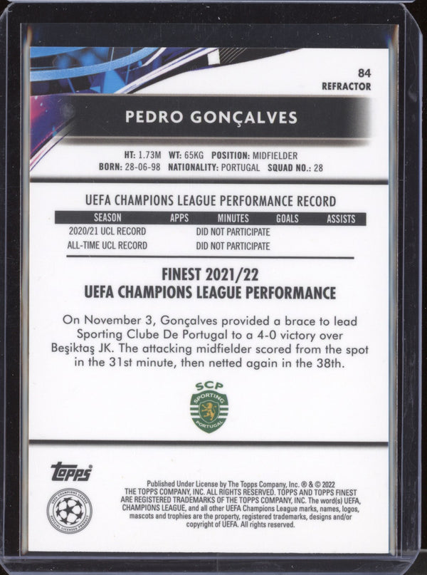 Pedro Goncalves 2021-22 Topps Finest UCL 84 Refractor RC