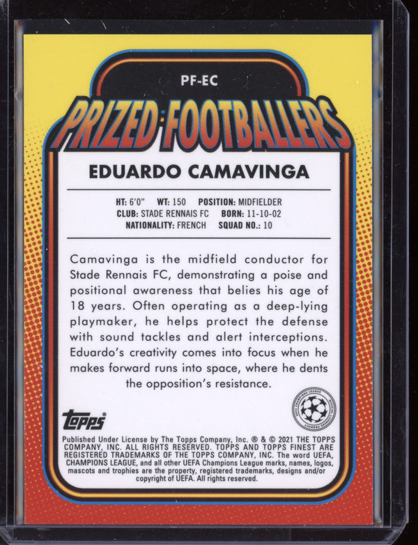 Eduardo Camavinga 2021 Topps Finest Champions League Prized Footballers RC