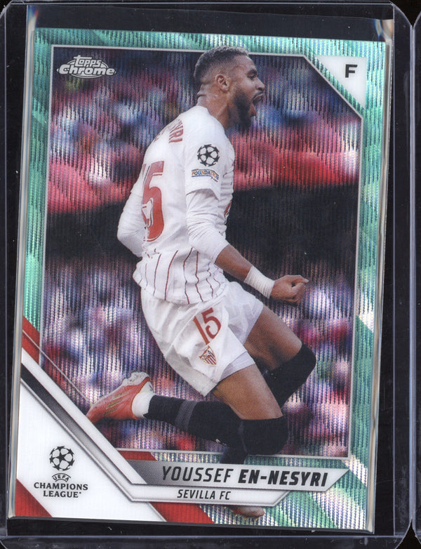 Youssef En-Nesyri 2021/22 Topps Chrome UEFA CL Aqua Wave 122/199