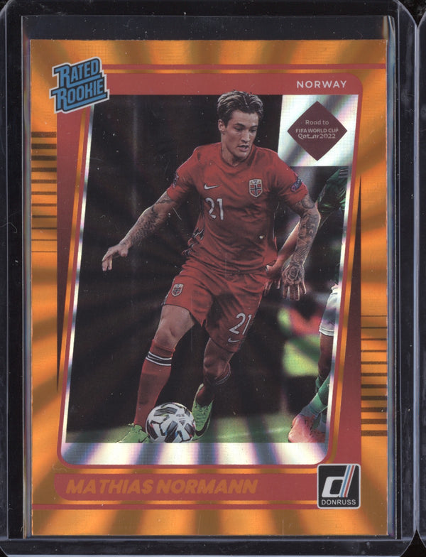 Mathias Normann 2021-22 Panini Donruss Road to Qatar 180 Holo Orange Laser RC