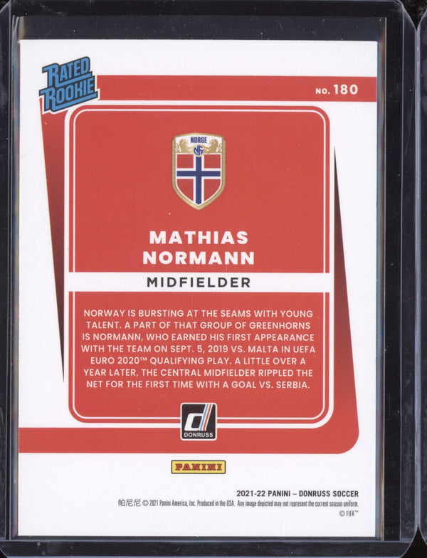 Mathias Normann 2021-22 Panini Donruss Road to Qatar 180 Holo Orange Laser RC