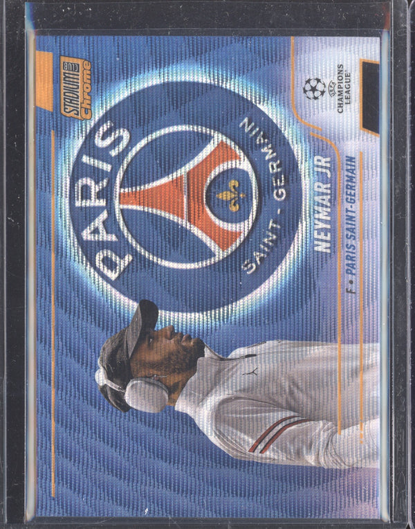 Neymar Jr 2021-22 Topps Stadium Club Chrome UCL 100 Orange Wave 13/25