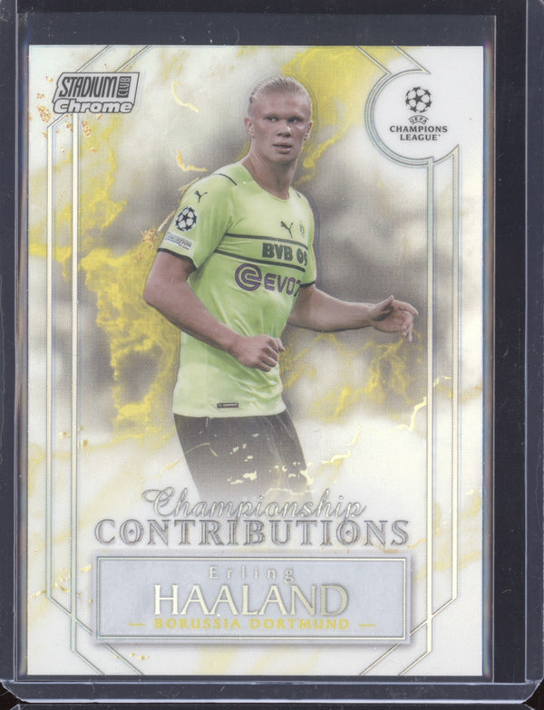 Erling Haaland 2021-22 Topps Stadium Club Chrome UCL CC-EH Championship Contributions