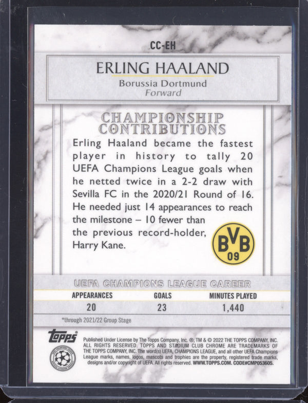 Erling Haaland 2021-22 Topps Stadium Club Chrome UCL CC-EH Championship Contributions