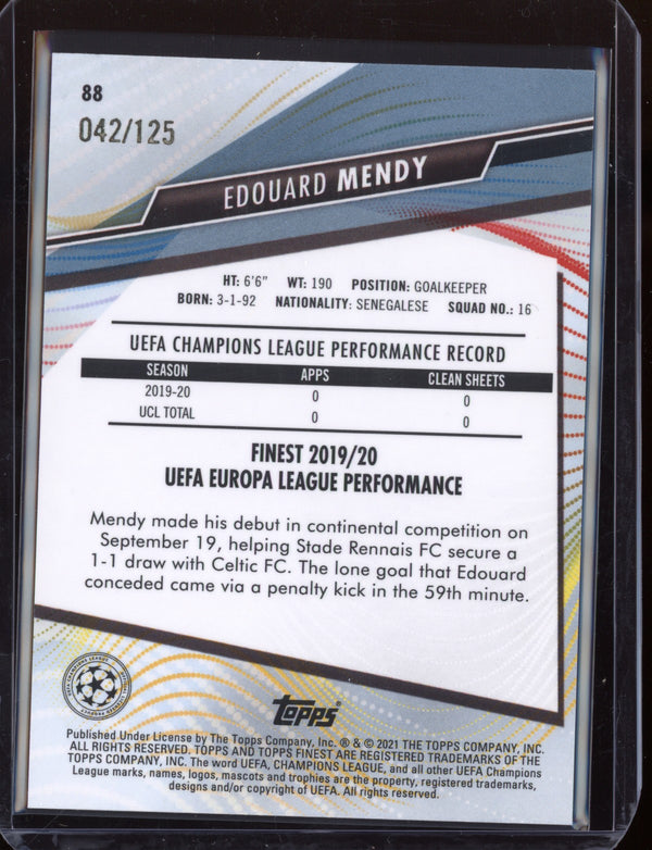 Edouard Mendy 2021 Topps Finest Champions League Pink Prism Refractor RC 042/125