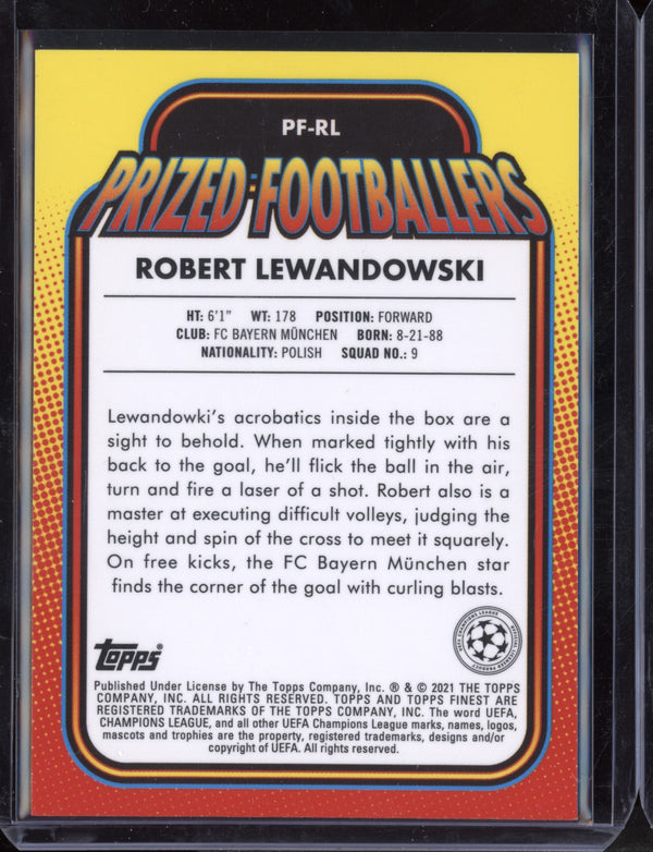 Robert Lewandowski 2021 Topps Finest Champions League Prized Footballers