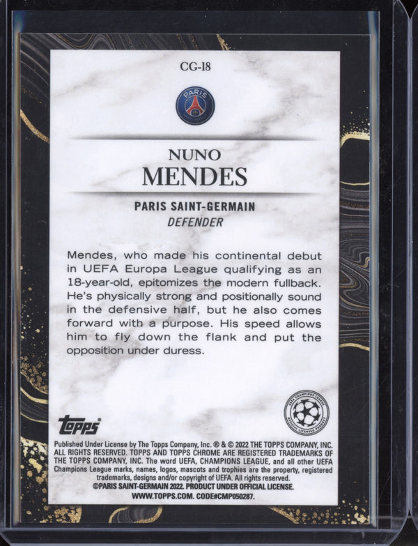 Nuno Mendes 2021/22 Topps Chrome UEFA Champions League Chasing Glory RC