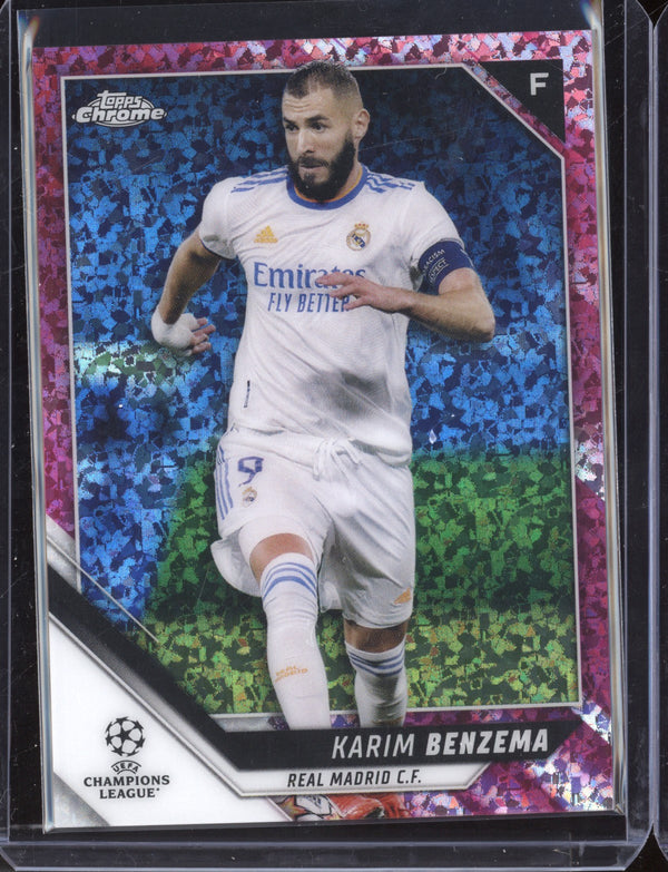 Karim Benzema 2021/22 Topps Chrome UEFA CL Pink Mini-Diamond 139/175