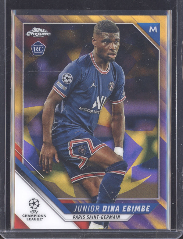 Junior Dina Ebimbe 2021-22 Topps Chrome UCL 176 Purple Gold Starball SP RC