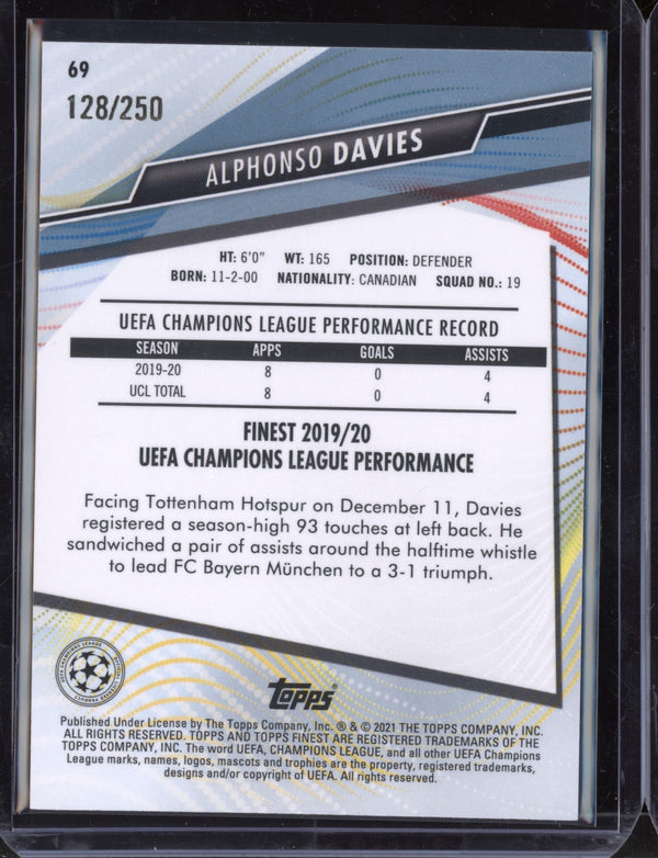 Alphoneso Davies 2021 Topps Finest Champions League Purple Refractor 128/250