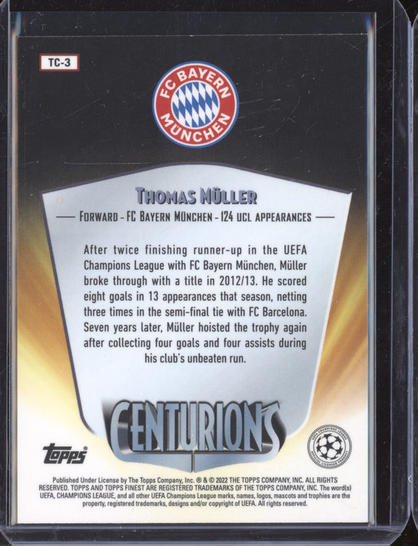 Thomas Muller 2021-22 Topps Finest UCL TC-3 Centurions