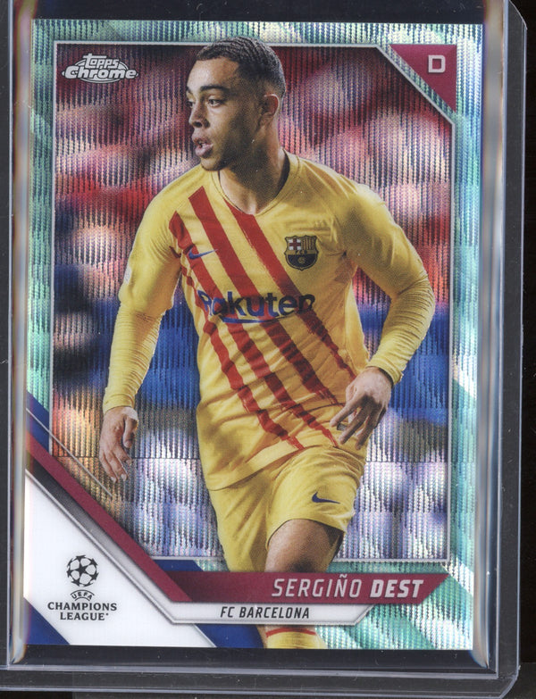 Sergino Dest 2021/22 Topps Chrome UEFA Champions League Aqua Wave 109/199