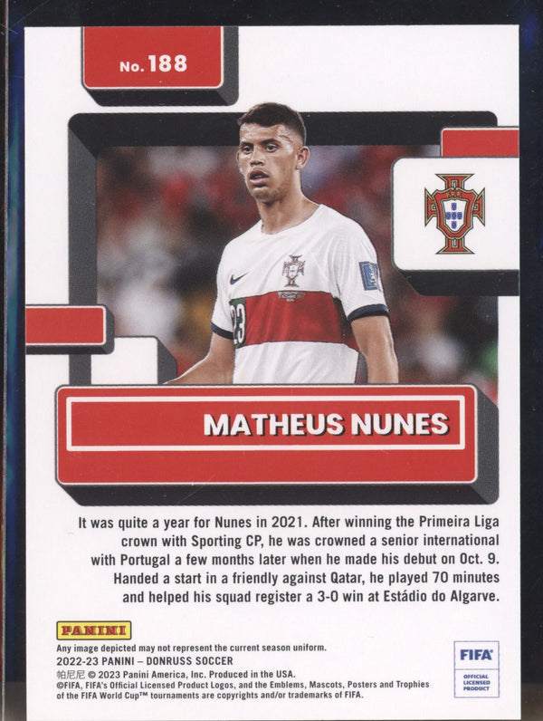 Matheus Nunes 2022-23 Panini Donruss Soccer 188 Rated Rookie RC