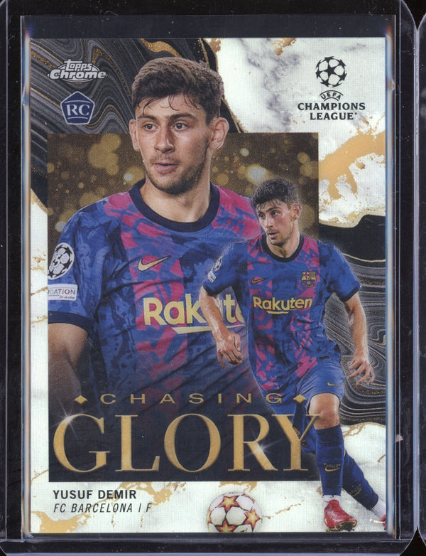 Yusuf Demir 2021/22 Topps Chrome UEFA Champions League Chasing Glory RC