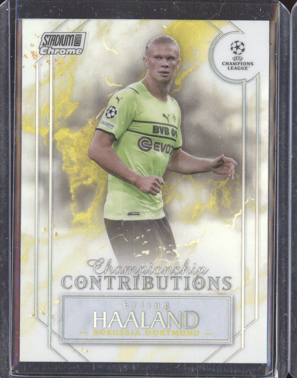 Erling Haaland 2021-22 Topps Stadium Club Chrome UCL CC-EH Championship Contributions