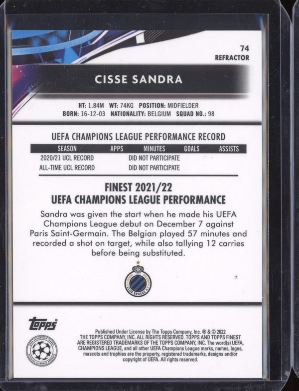 Cisse Sandra 2021-22 Topps Finest UEFA CL Refractor RC