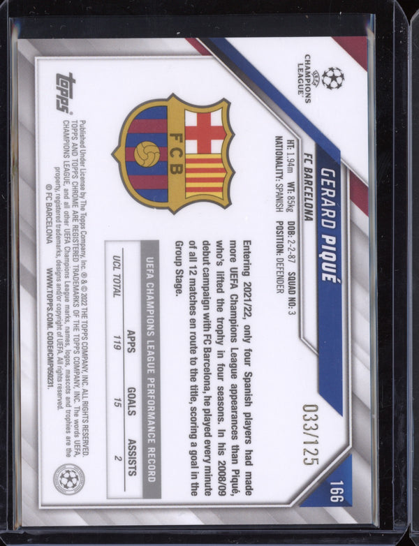 Gerard Pique 2021/22 Topps Chrome UEFA CL Rose Gold Mini-Diamond 33/125